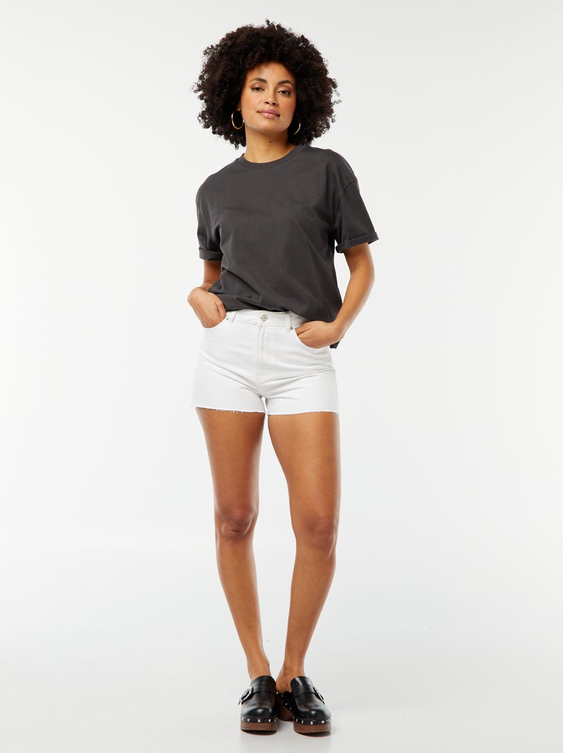 Short en denim avec finitions à cru Blanc - Kiabi