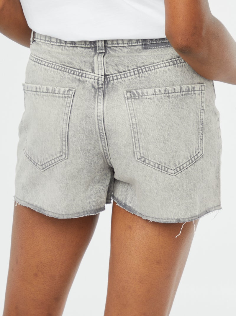 Short en denim avec finitions à cru Gris - Kiabi