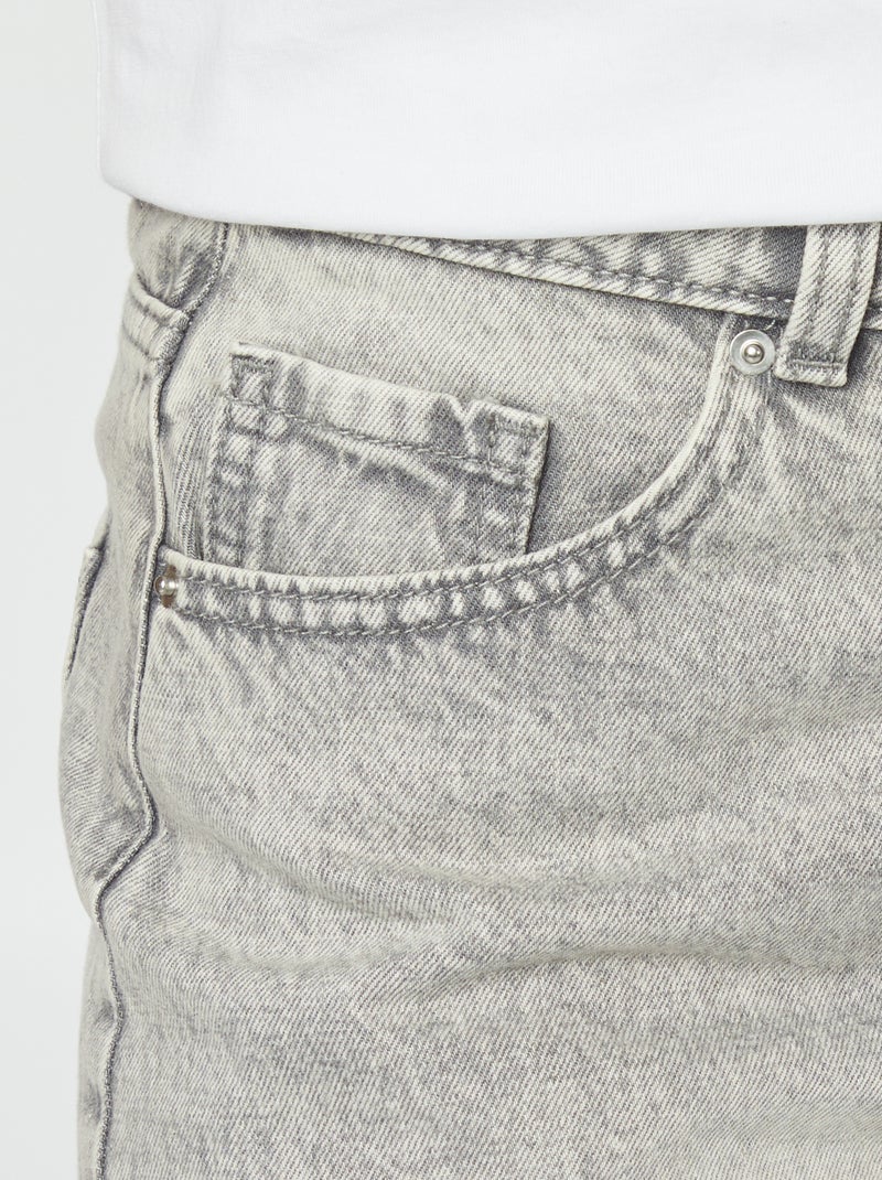 Short en denim avec finitions à cru Gris - Kiabi