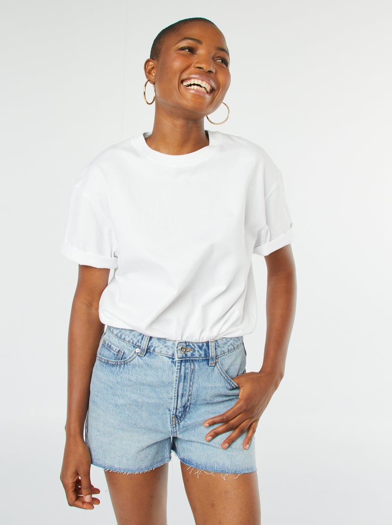 Short en denim avec finitions à cru Triple stone - Kiabi
