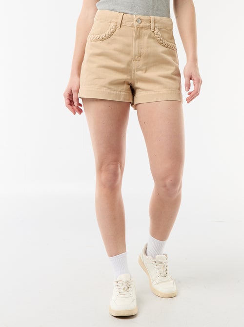 Short en denim avec poches tressées - Kiabi