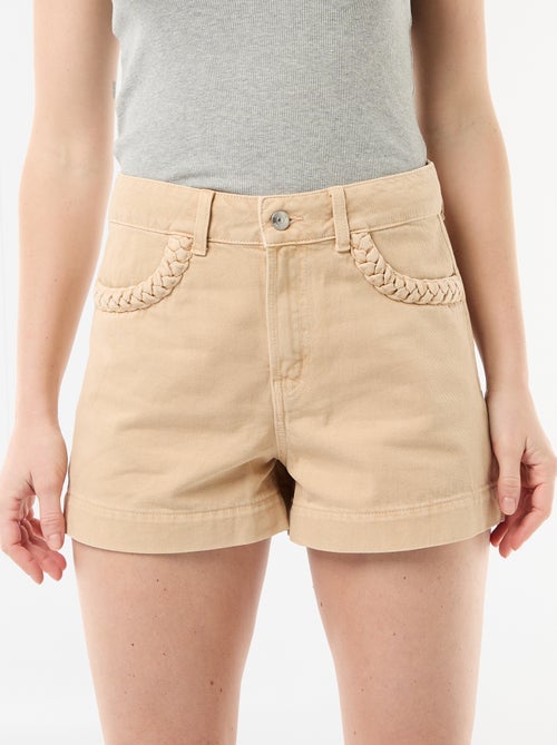 Short en denim avec poches tressées - Kiabi