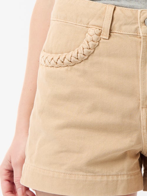 Short en denim avec poches tressées - Kiabi