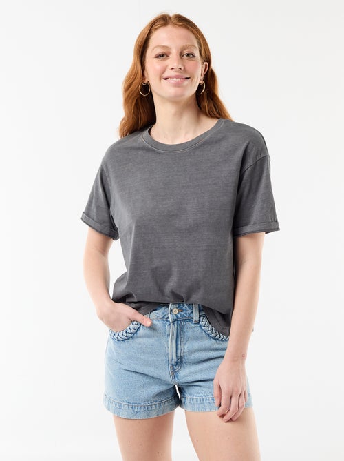Short en denim avec poches tressées - Kiabi