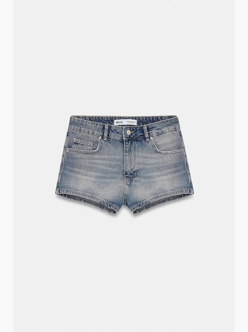 Short en denim coton à taille haute dilvin Bleu saphir - Kiabi