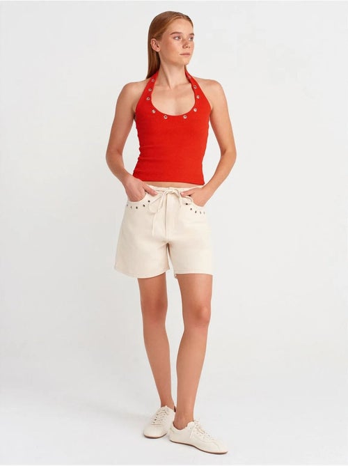 Short En Denim De Coton Pour Femme Avec Cordon - Kiabi