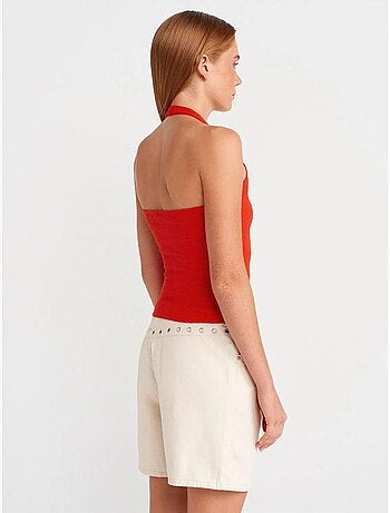 Short en denim de coton pour femme avec cordon dilvin