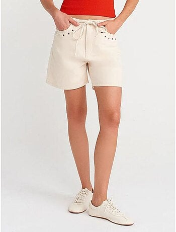 Short en denim de coton pour femme avec cordon dilvin
