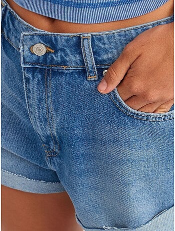 Short En Denim De Coton Taille Haute
