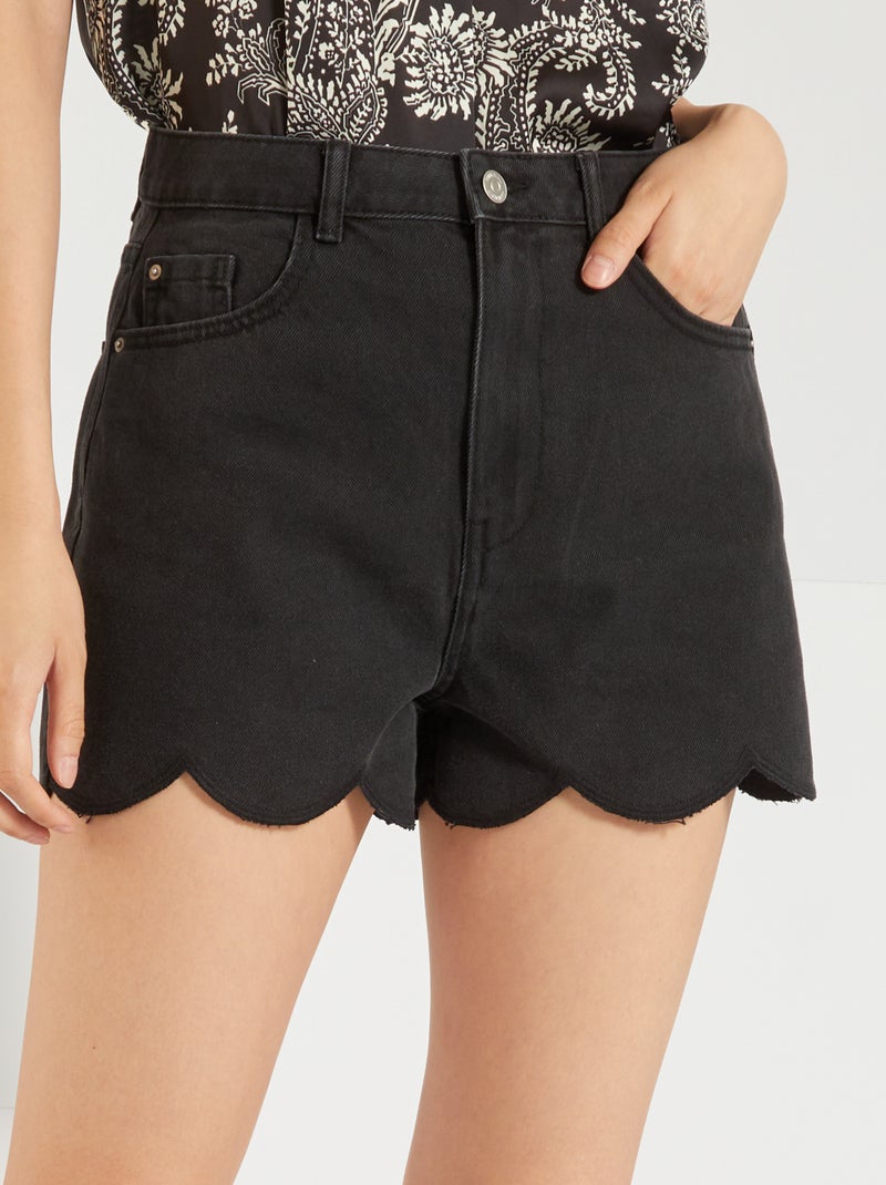 Short en denim  découpes fantaisie Noir - Kiabi