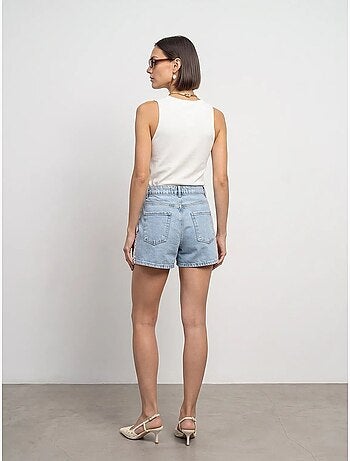 Short en denim en lin à taille haute dilvin