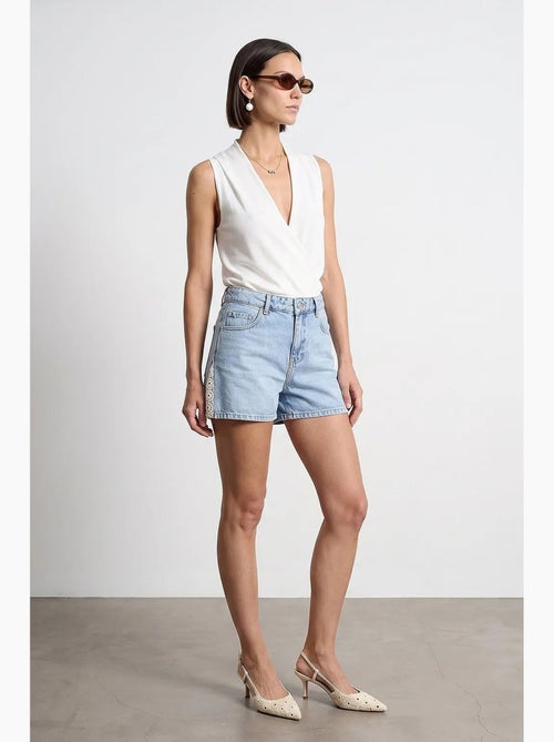 Short en denim en lin à taille haute dilvin - Kiabi