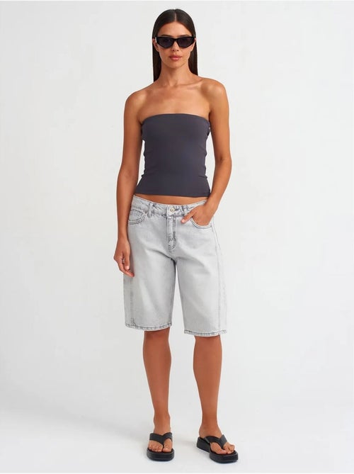 Short En Denim Femme, Taille Mi-haute, Jambe Large - Kiabi