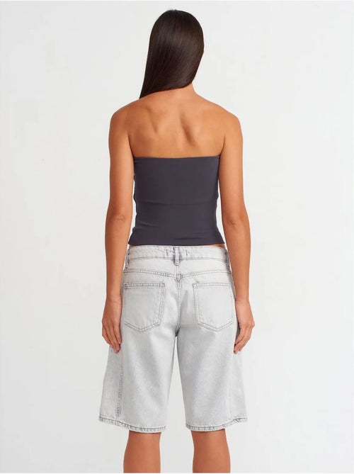 Short En Denim Femme, Taille Mi-haute, Jambe Large - Kiabi
