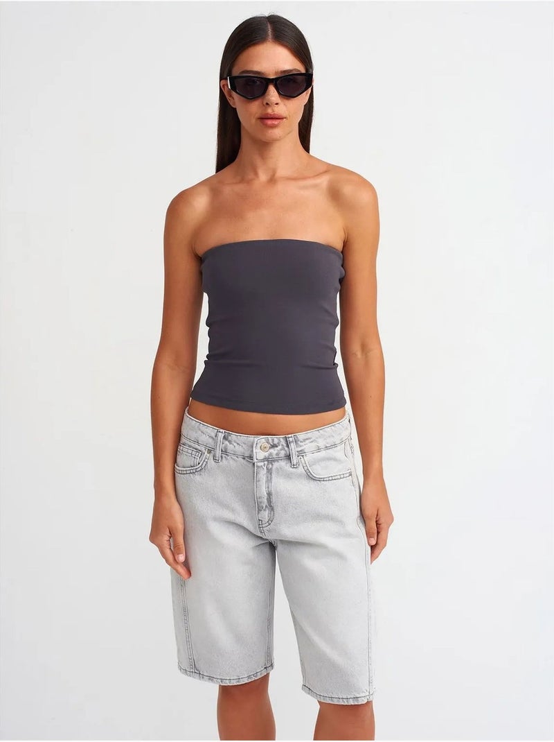 Short En Denim Femme, Taille Mi-haute, Jambe Large Bleu clair - Kiabi