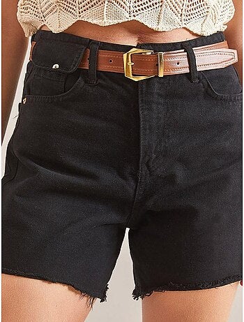 Short en denim gabardine de toile avec ceinture bianco lucci