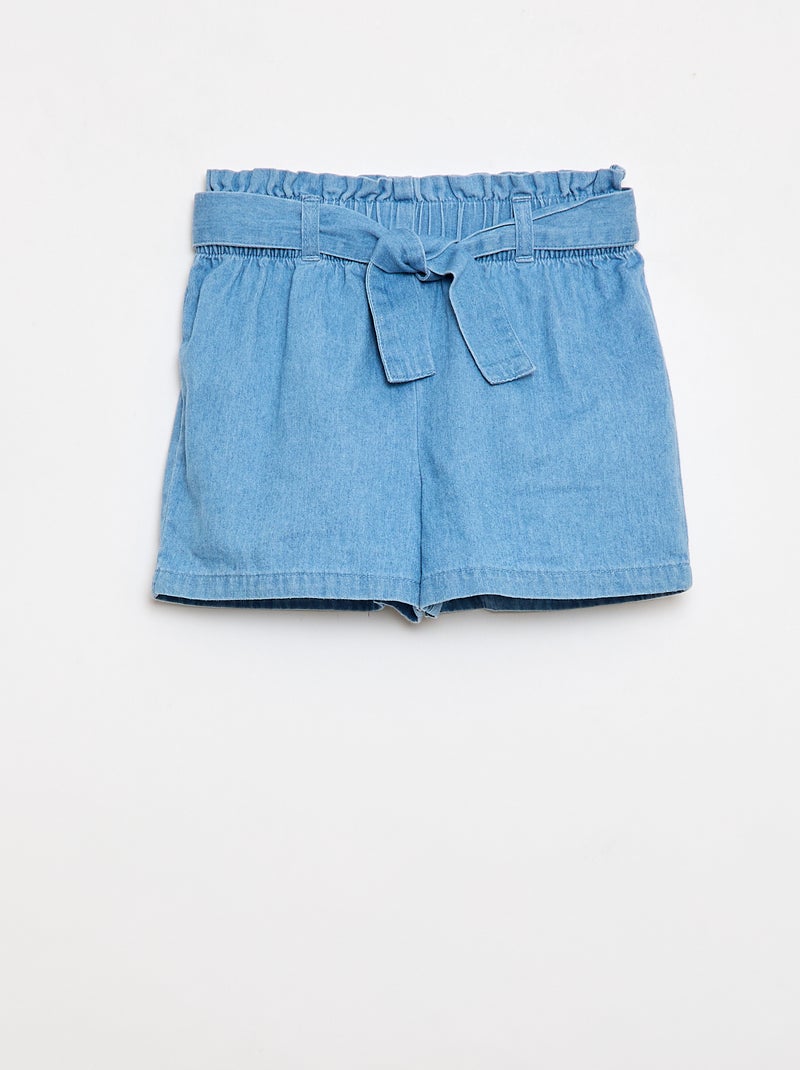 Short en denim léger avec ceinture amovible Bleu - Kiabi