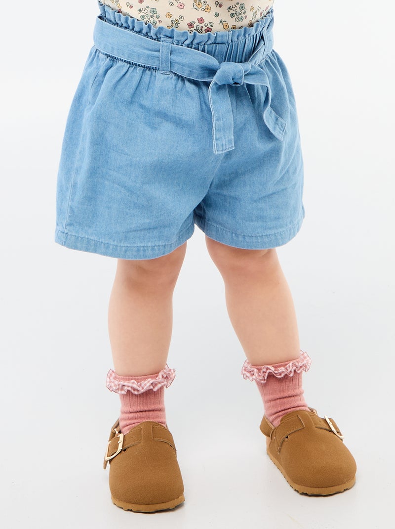 Short en denim léger avec ceinture amovible Bleu - Kiabi