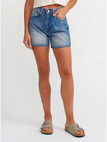 Short en denim taille haute à bouton dilvin