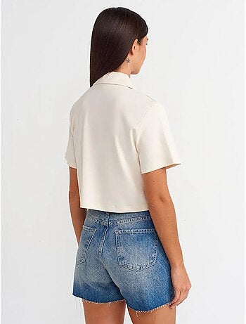 Short en denim taille haute à bouton dilvin