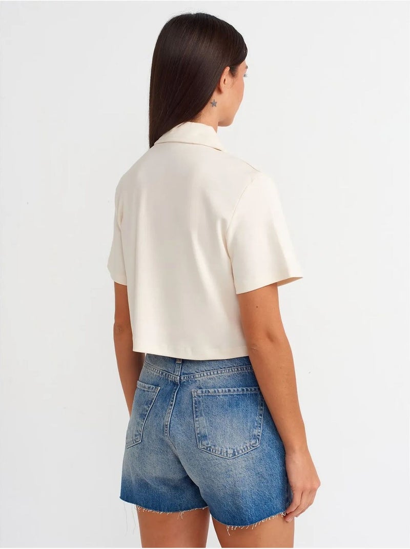 Short en denim taille haute à bouton dilvin Bleu clair - Kiabi