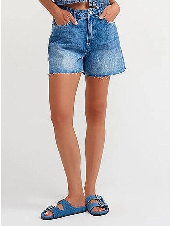 Short en denim taille haute à bouton dilvin