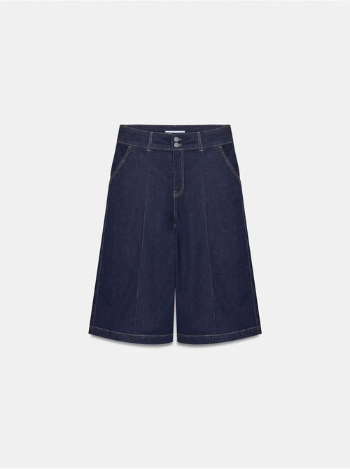 Short En Denim Taille Haute À Jambe Large - Kiabi