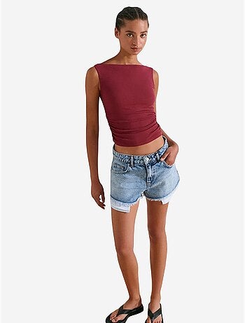 Short En Denim Taille Haute Pour Femme