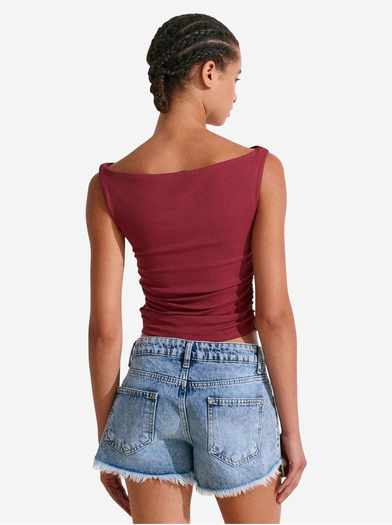 Short En Denim Taille Haute Pour Femme Bleu roi - Kiabi