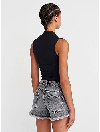 Short En Denim Taille Haute Pour Femme