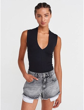 Short En Denim Taille Haute Pour Femme