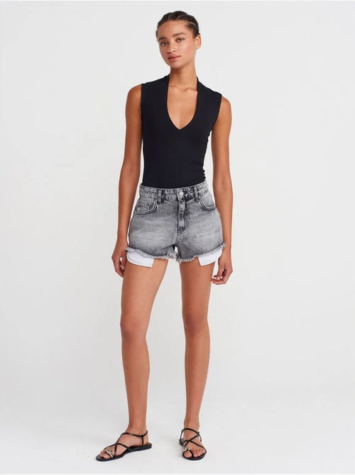 Short En Denim Taille Haute Pour Femme - Kiabi