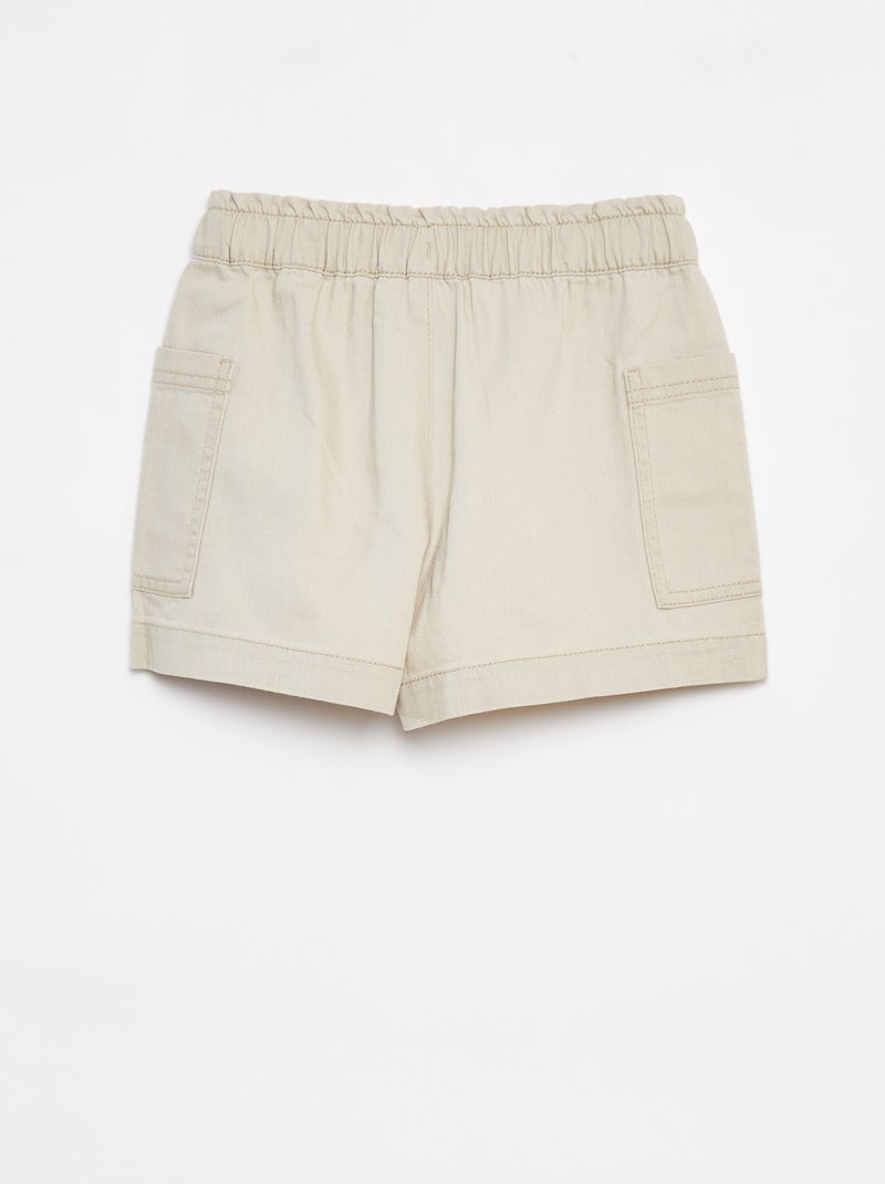 Short en denim uni avec poches Beige - Kiabi