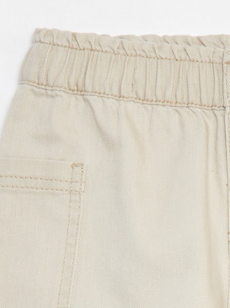 Short en denim uni avec poches Beige - Kiabi