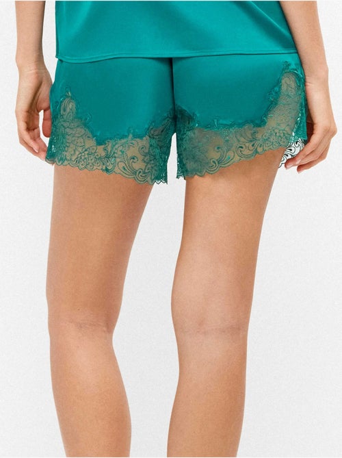 Short en dentelle de couleur vert bouteille avec broderies - Kiabi Short en dentelle de couleur vert bouteille avec broderies - Kiabi