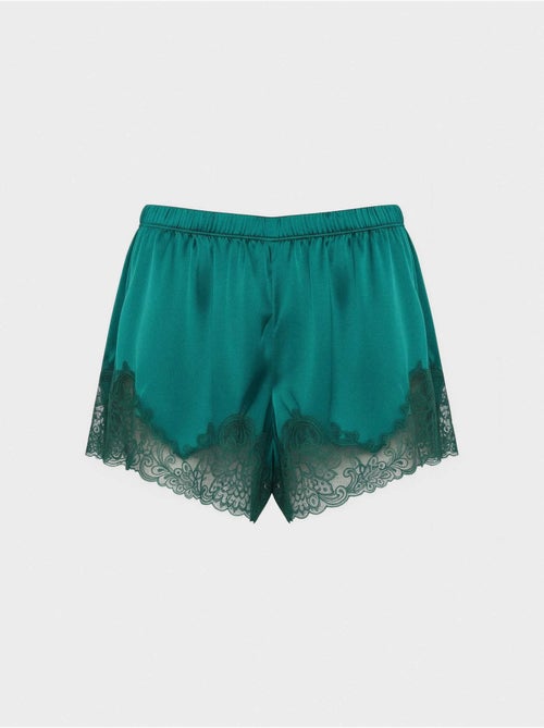 Short en dentelle de couleur vert bouteille avec broderies - Kiabi Short en dentelle de couleur vert bouteille avec broderies - Kiabi