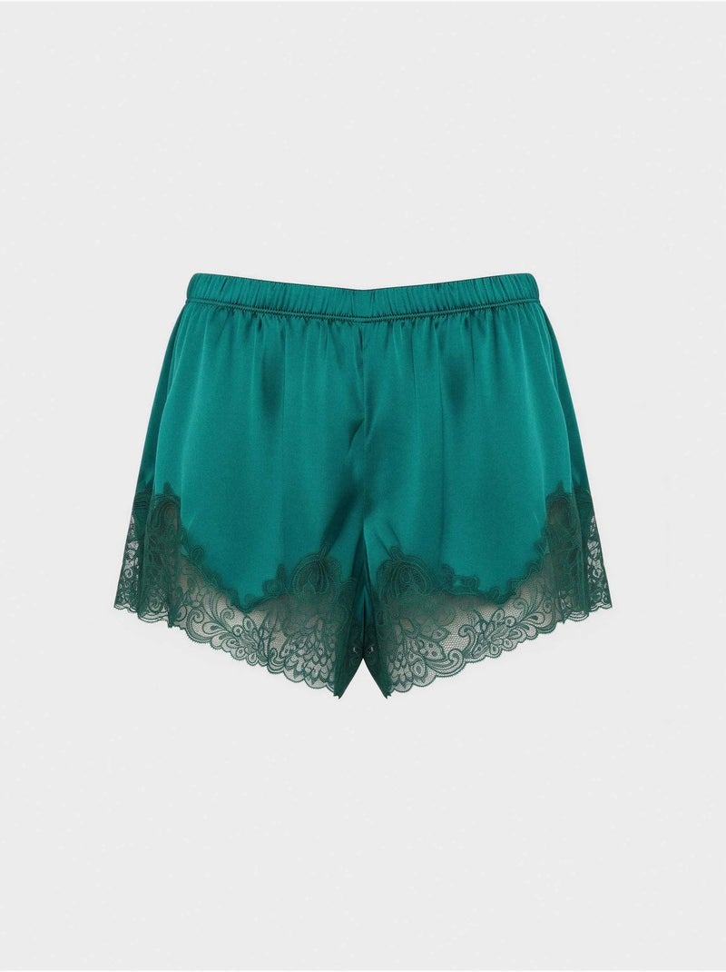 Short en dentelle de couleur vert bouteille avec broderies Bleu Vert - Kiabi