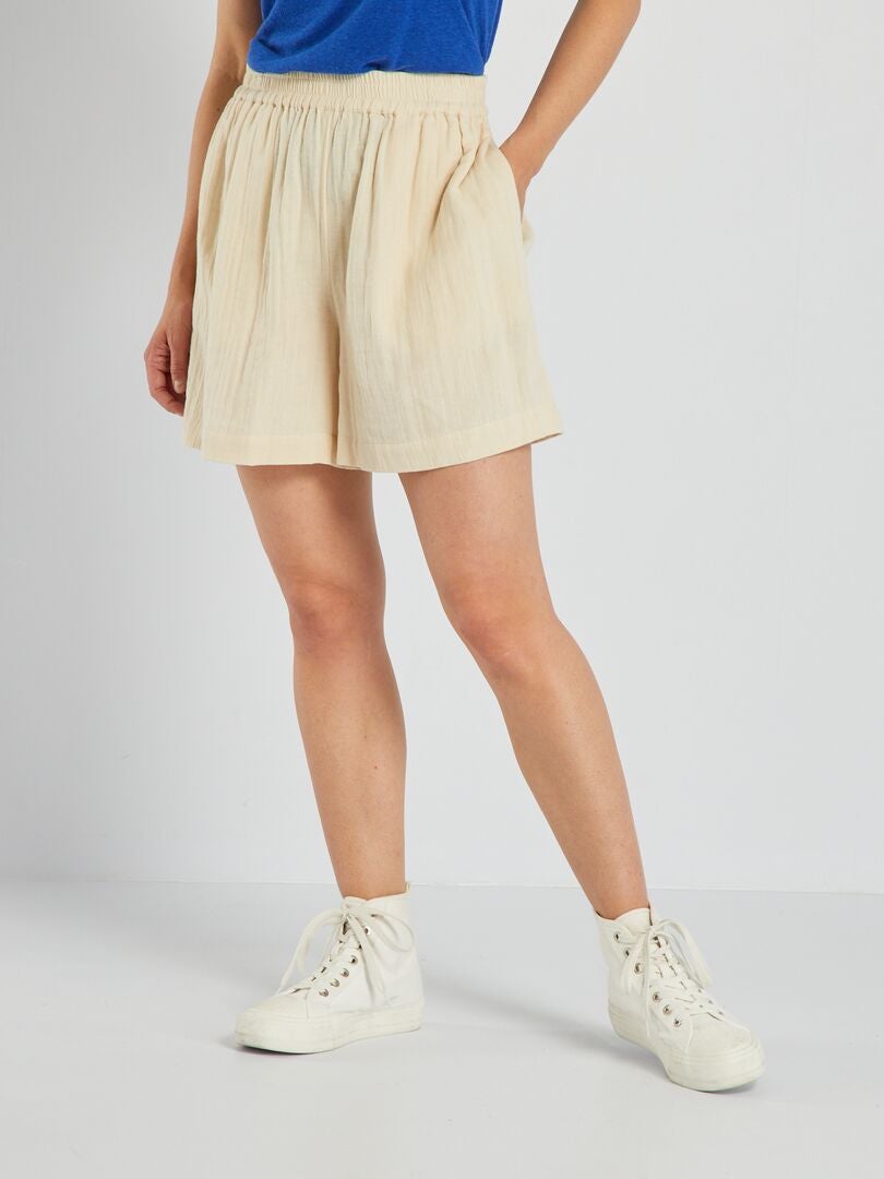 Short en double gaze de coton Beige Kiabi 7.50€