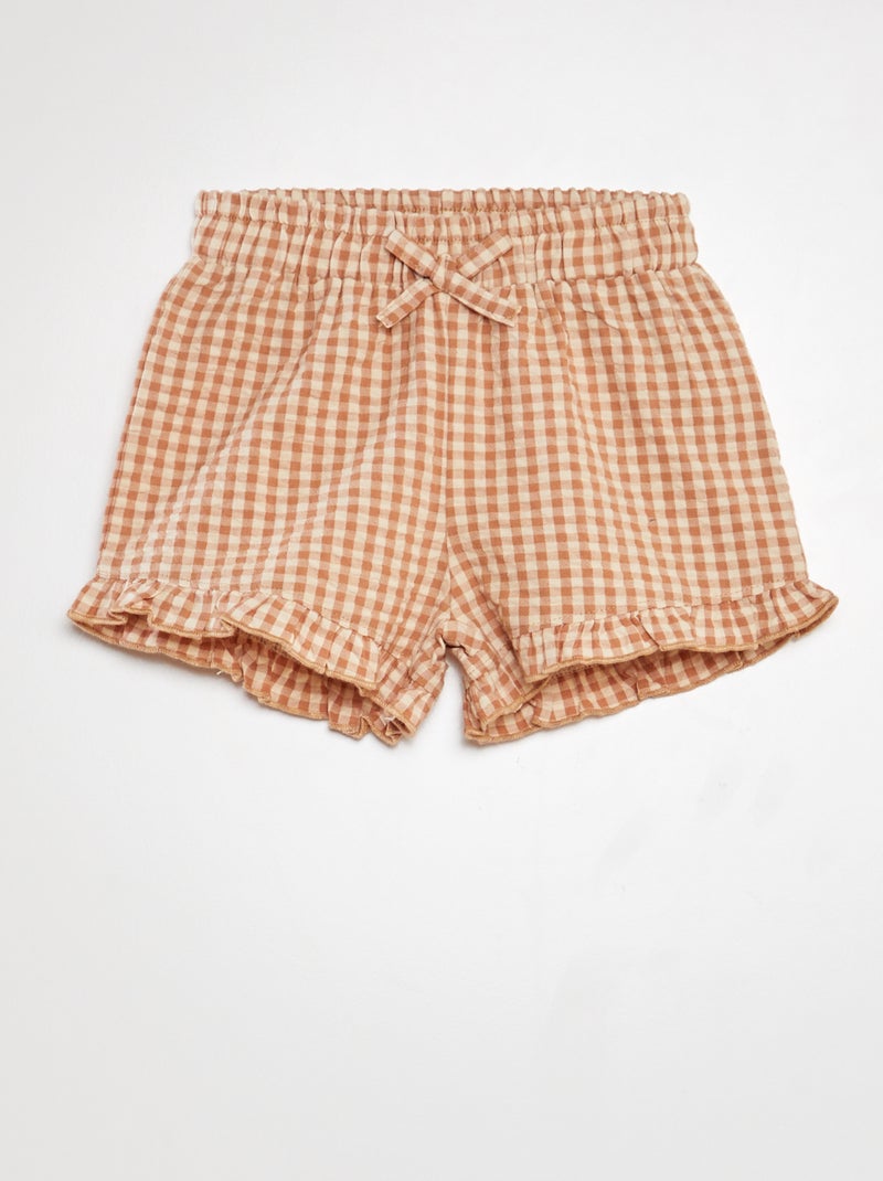 Short en double gaze de coton Beige - Kiabi