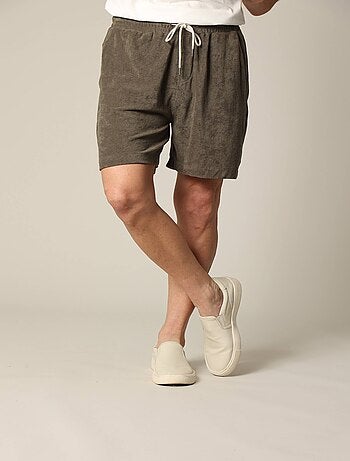 Short en éponge à la taille élastiquée avec cordon 'Deeluxe'