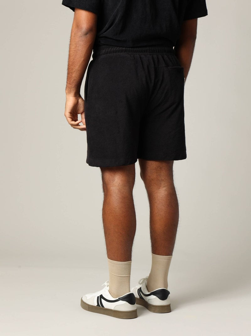 Short en éponge à la taille élastiquée avec cordon 'Deeluxe' Noir - Kiabi