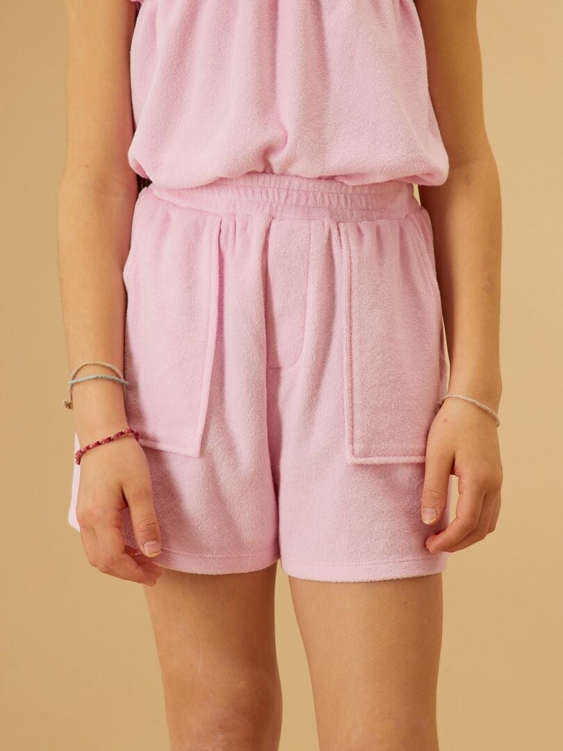 Short en éponge à taille élastiquée Rose Kiabi 4.00€