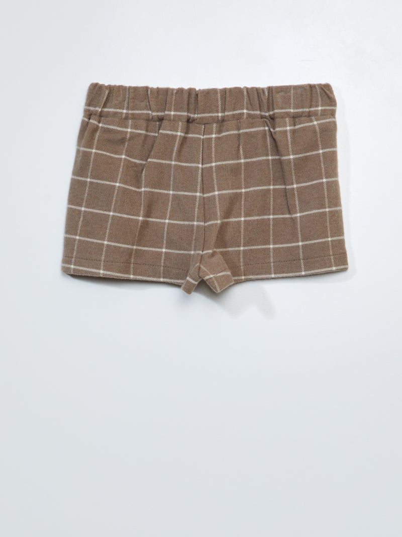 Short DAVY ceinture noeud molletonné Aspect Flanelle de laine épaisse