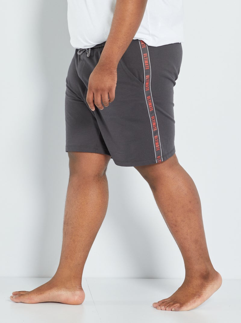 Short en french terry avec bandes contrastantes noir - Kiabi