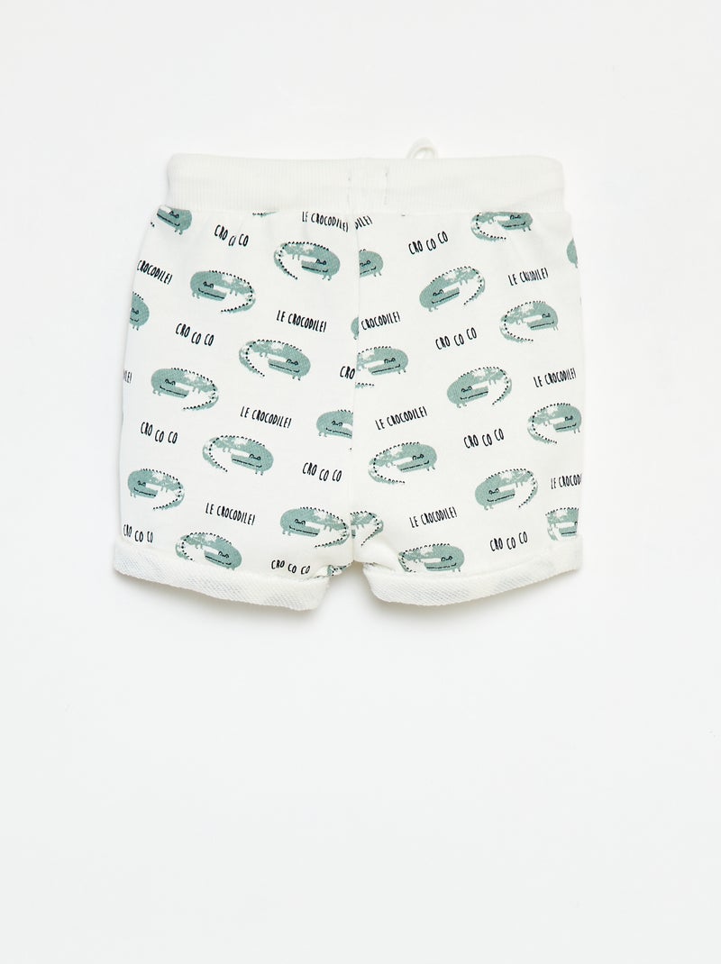 Short en french terry imprimé Blanc - Kiabi