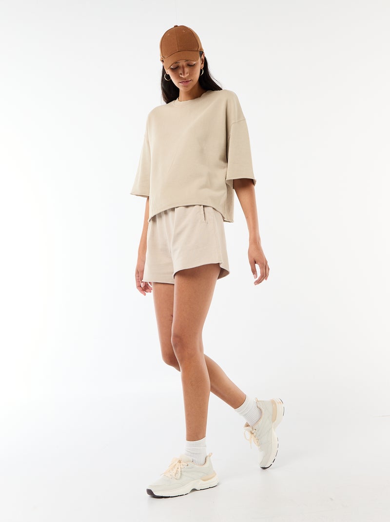 Short en French Terry uni Beige - Kiabi