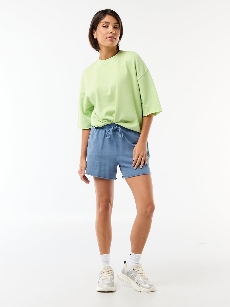 Short en French Terry uni Bleu - Kiabi