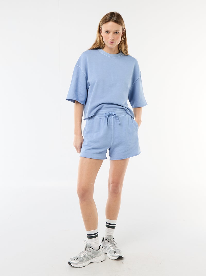 Short en French Terry uni Bleu - Kiabi