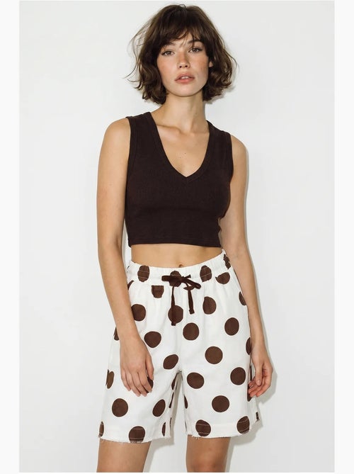 Short en gabardine de coton à taille haute lucci - Kiabi Short en gabardine de coton à taille haute lucci - Kiabi
