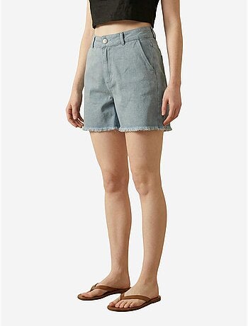 Short en gabardine taille haute à jambes larges et déchirées my fashion